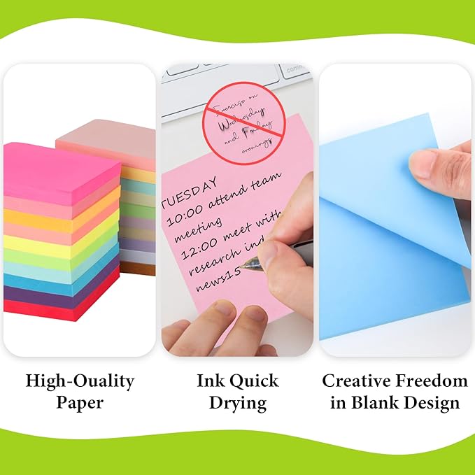 20 Pack Sticky Notes 3x3 Inches Sticky Note, Colorful Self-Stick Note Pads,Perfect for Office, Study, and Daily Life Organization,50 Sheets/pad