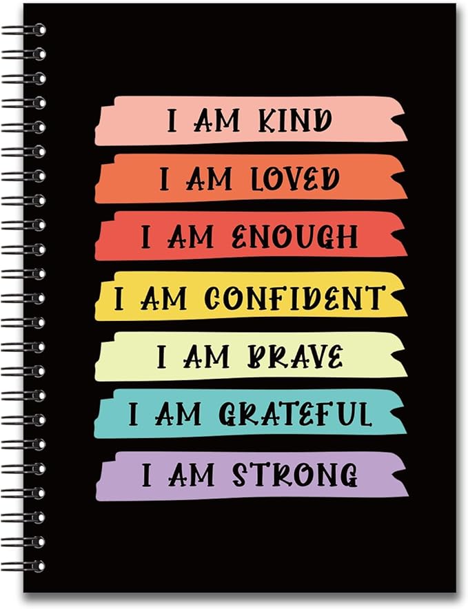 YAZMEEN Inspirational Blank Spiral Notebook（160 Pages） I am Kind I am Loved Hardcover Sketchbook Positive Gifts Funny Motivational Gifts Notebook for Women Men Teen Teacher Student Colleague Friend