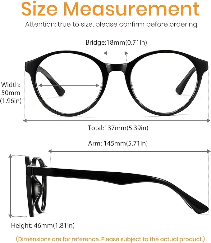 Cyxus TR90 Oversized Blue Light Blocking Glasses Women - Spring Hinge Round Frame Computer Use Anti Eye Strain 8018