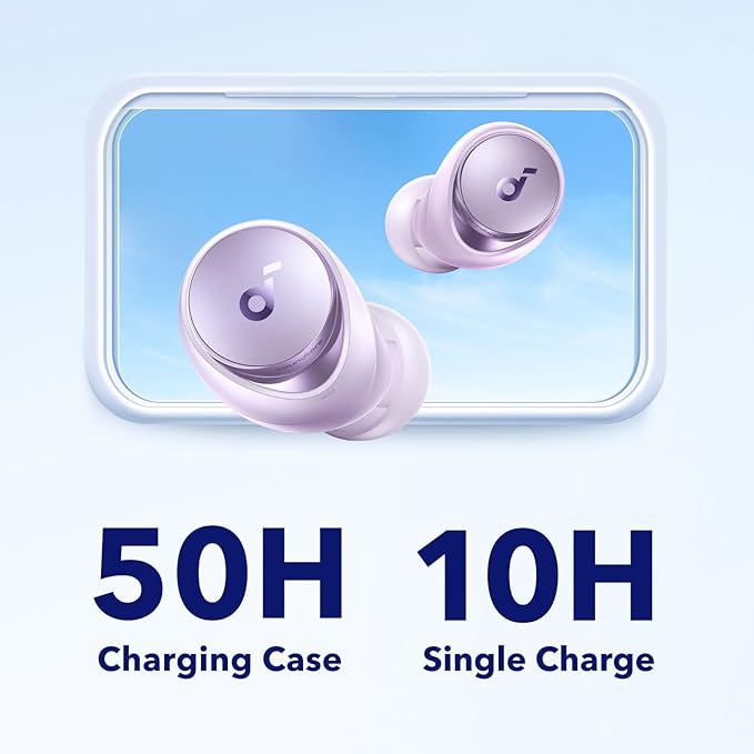 Soundcore by Anker Space A40 Auto-Adjustable Active Noise Cancelling Wireless Earbuds, Reduce Noise by Up to 98%, 50H Playtime, Hi-Res Sound, Comfortable Fit, App Customization, Wireless Charge