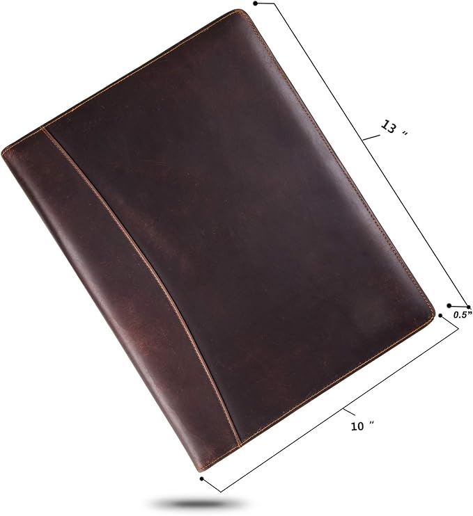 Jack&Chris Leather Portfolio, A4 Document Folder Legal Pad Padfolio, Professional Writing Letter Notepad Clipboard Sleeve Organizer, Resume Folio Binder for Men&Women,JC1823