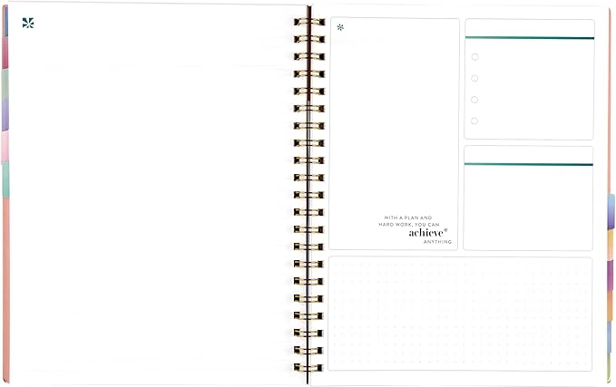Inspired by Erin Condren Large Undated Planner, 12-Month Customizable Weekly and Monthly Layout, 9" x 11" Size, Premium 100gsm Paper, Includes Stickers and Pocket Folder