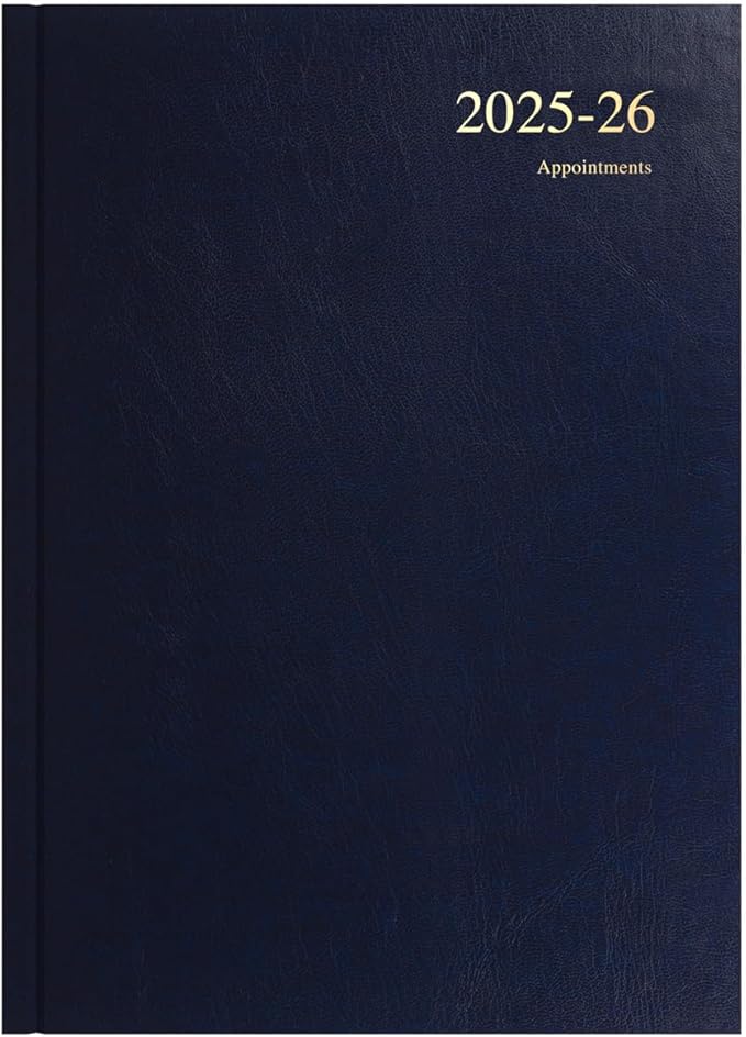 Collins 'Essentials' 12 Month Mid/Academic Year Planner, July 2025-July 2026 - ESSA43M.65-2526 - Week-to-View Appointments Diary, A4 Hard Cover, Dark Blue