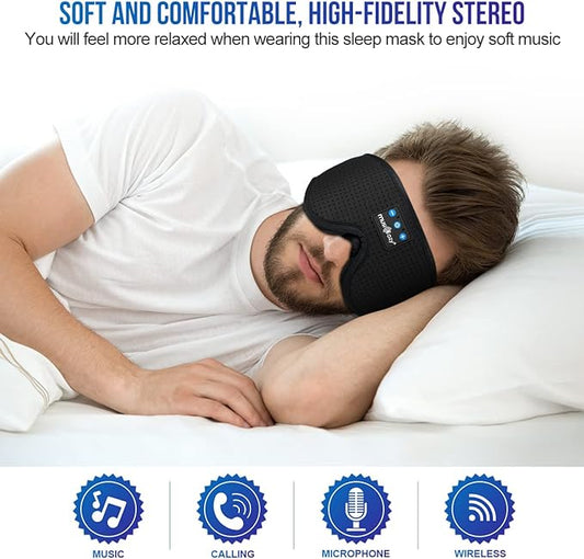 MUSICOZY 3D Bluetooth 5.4 Sleep Headphones, Breathable Wireless Music Eye Mask, Sleeping Headphones with Headband for Side Sleepers, Women, Men, Air Travel, Unique Tech Gifts