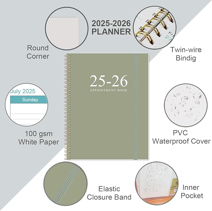 2025-2026 Appointment Book & Planner - 8.5" x 11" Daily Hourly Planner 2025 from July 2025 - June 2026, Weekly Appointment Book with 30-Minute Interval, Teal