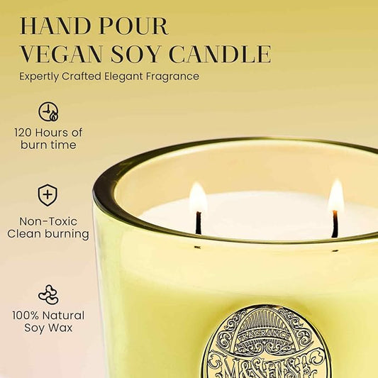 M&SENSE Large Two-Wick Soy Candle | Seattle Rainforest & Matcha Green |19.8 oz, 120H Burn Time | Luxury Scented Candle for Relaxation, Gifting, Home Décor | Ideal for Bedroom, Office, Party Ambiance