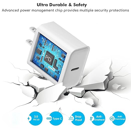 Extra Long 10FT Apple Fast Charger,[Apple MFi Certified]2Pack Fast iPhone Charger Travel Plug Adapter 20W Super Quick USB C Wall Block 10Foot Lightning Cable Cord for iPhone 14/13/12/11/8/X/XR/SE/iPad