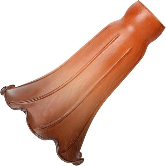 Bieye LS27 Lily Flower Blown Glass Lampshade (Orange Brown, Opening I.D. 1.26" x O.D. 1.5")