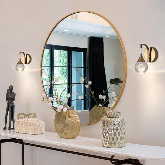 Moon Wall Sconce Indoor, Crystal Sconce Wall Lighting Modern, Dimmable LED Wall Light for Bedroom Bathroom Living Room Vanity Dining Room, Brass
