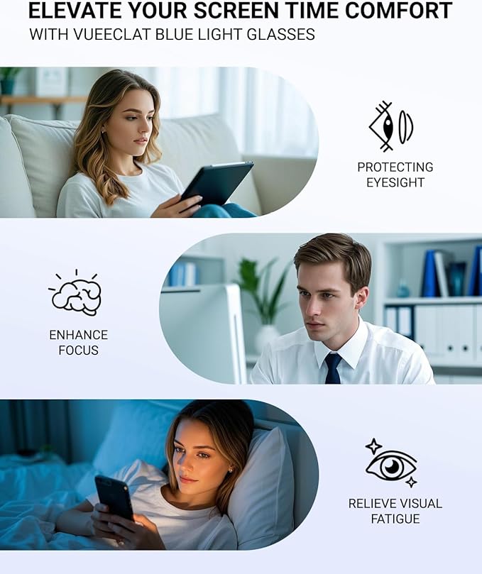 Blue Light Blocking Glasses | Max Protection Gaming & Computer Glasses | Reduce Eye Strain & Improve Sleep