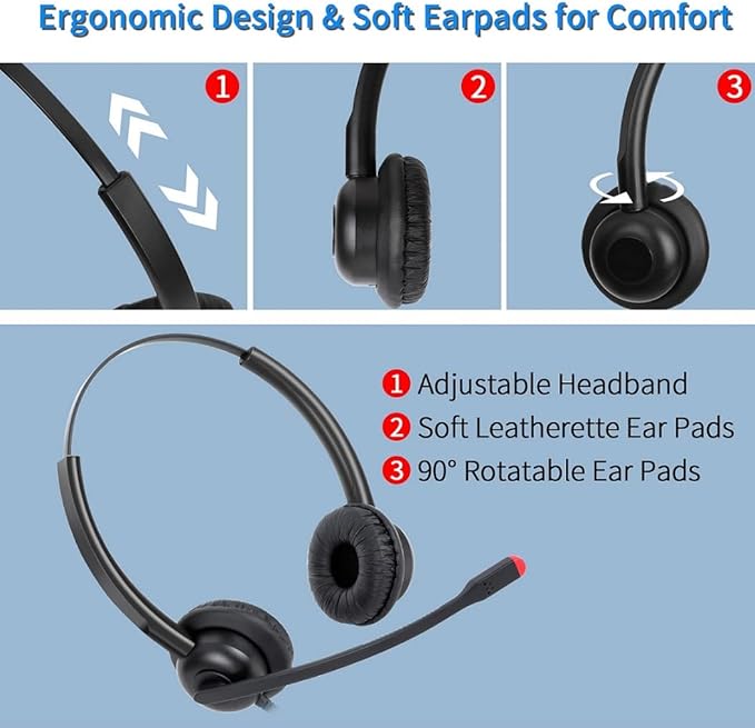 USB Headset with Mic for PC Computer Laptop Headphones with Noise Cancelling Microphone in-line Control for Home Office Online Class Skype Zoom
