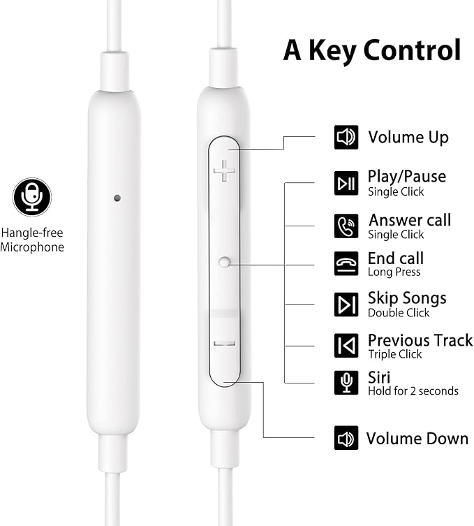 iPhone Earbuds for iPhone Headphones MFi Certified Compatible for iPhone with Microphone Volume Control for iPhone 14/13/12/11/Pro Max/Xr/Xs Max/X/8, iPad or iPod touch with lightning port White