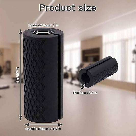 Thick Dumbbell & Barbell Grips for Weightlifting - High-Density Silicone Rubber, Non-Slip Gym Grips for Muscle Growth, Hand Stress Relief, Arm Blaster Adapter (1 Pair)