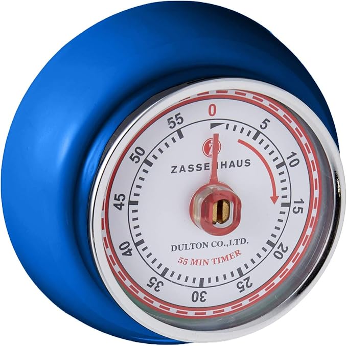 Zassenhaus Magnetic Retro Kitchen Timer, Classic Mechanical Cooking Timer (Royal Blue)