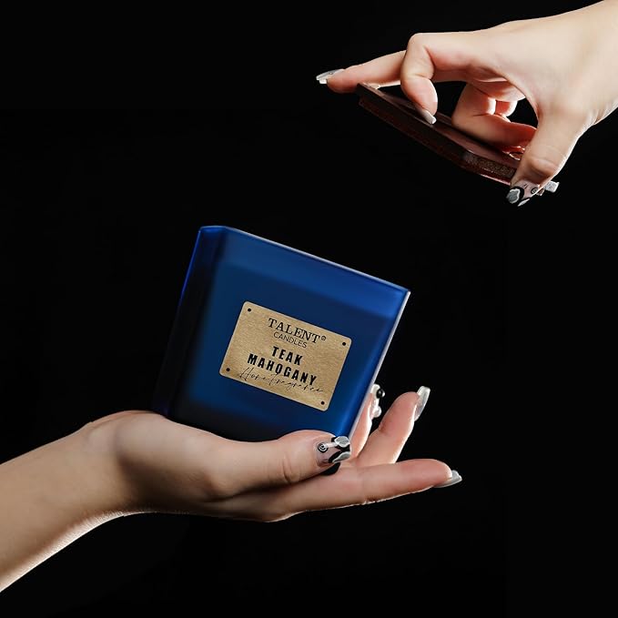 Deluxe Noble Scented Candles, Soy Candles for Home Scented, 7.05oz, Aromatherapy Candles with Lid, Teak Mahogany