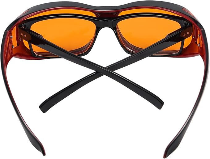 Eyekepper 100% Blue Light Reduction,Fitover Anti-Blue Blocking Computer Glasses with Extra Amber Lens