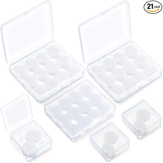 Frienda 21 Pairs Ear Plugs for Sleeping Reusable Moldable Silicone Earplugs Soft Noise Cancelling Earplugs Sound Blocking Ear Plugs with Case for Swimming Concert 32dB NRR (White)