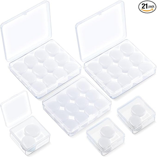 Frienda 21 Pairs Ear Plugs for Sleeping Reusable Moldable Silicone Earplugs Soft Noise Cancelling Earplugs Sound Blocking Ear Plugs with Case for Swimming Concert 32dB NRR (White)