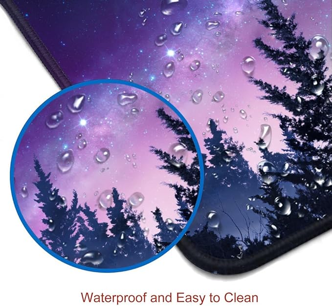 Gaming Large Mouse Pad with Stitched Edges, Galaxy Desk Mat, Extended Keyboard Pad, Non-Slip Rubber Base Desk Pad for Keyboard and Mouse, 31.5X11.8 inch, Moon Starry Sky