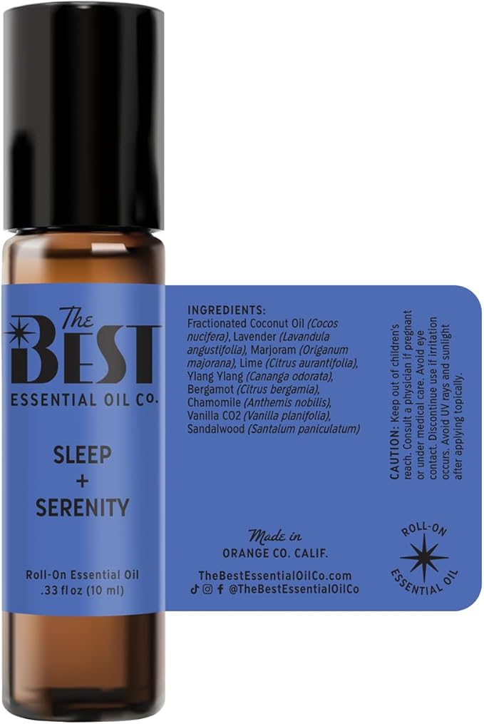 The Best Sleep + Serenity Essential Oil Roll-On Blend- Premium Grade- Pre-Diluted in Coconut Oil- Ready to Use- 10 ml (.33 fl oz)