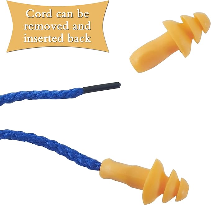 RONYOUNG 100 Pairs Corded Ear Plugs Reusable Silicone Earplugs Sleep Noise Cancelling for Hearing Protection