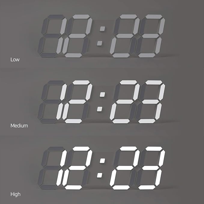 mooas 3D Pure Slim L LED Clock, Multi-Function LED Digital Clock (Calendar, Alarm, Temperature) (15.4" Slim L White Wall Clock with Remote Control)