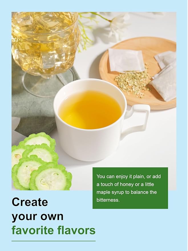TeeLux Bitter Melon Tea Bags, Pure & Natural Momordica Charantia, Mild & Smooth Taste, Caffeine Free, 100 Count
