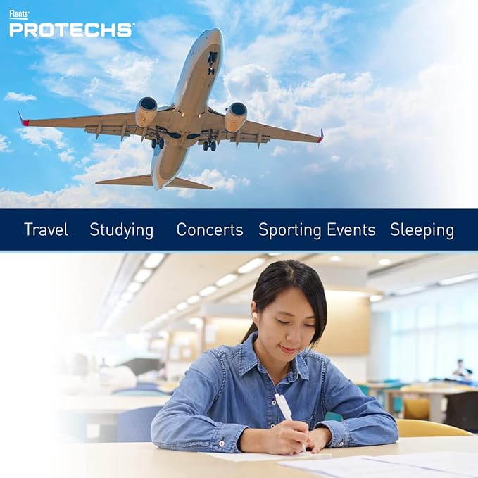 Flents Protechs Foam Ear Plugs for Sleeping, Snoring, Traveling, Concerts, Construction & Studying, Ultra Soft & Comfortable, Blue, 50 Pairs, NRR 32 Hearing Protection for Loud Noise