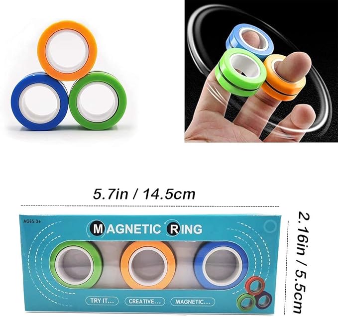 Sensory Fidget Toys Set 7 Pack. Stress Relief Relieve Anxiety Tools Bundle Figette Toys with Fidget Pad, Cube with Infinity, Magnetic Ring, Fidget Box Bulk Figit, Game for Kids Adults Kill Time