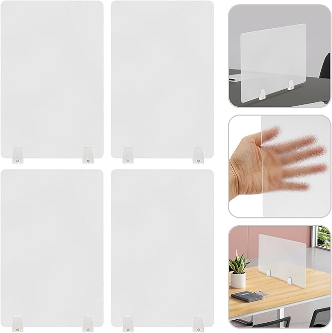 4PCS Desk Dividers Office Partitions, Privacy Desk Panel Protective, Acrylic Plexiglass Shield with Clamps for Offices Schools Call Centers - 23.6”L X15.8”W