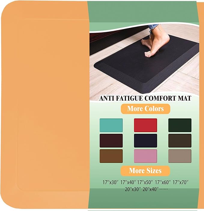1" Extra Thick Anti Fatigue Floor Mat 70" L x 17" W,Kitchen Mat, Standing Desk Mat,140D Advanced PU Foam Ergonomic Comfort at Home, Office, Garage, Sink (Orange)