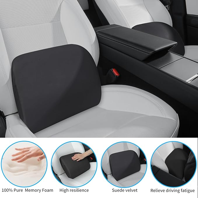 Lumbar Support Pillow Ergonomic Memory Foam Lumbar Pillow for Lower Back Pain Relief - Back Cushion for Driving, Chair Support for Car, Office & Gaming Chairs (Black, 1PC)