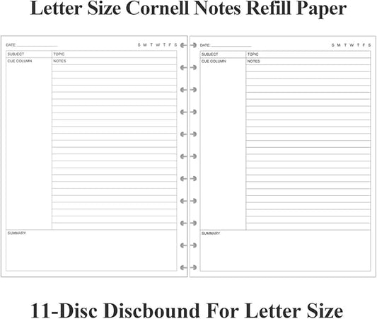 (3-Pack) Letter Size Cornell Notes Paper - 11 TUL Disc Cornell Notes Loose Leaf Paper, 150Sheets / 300Pages, 8.5'' x 11''