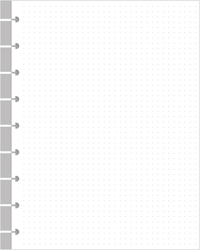 Classic Size Discbound Dotted Grid Refill Paper, 9-Disc Discbound Pre-punched Happy Planner Inserts, 100Sheets/200Pages Loose-Leaf Paper, 100gsm White Paper, 7" x 9.25"
