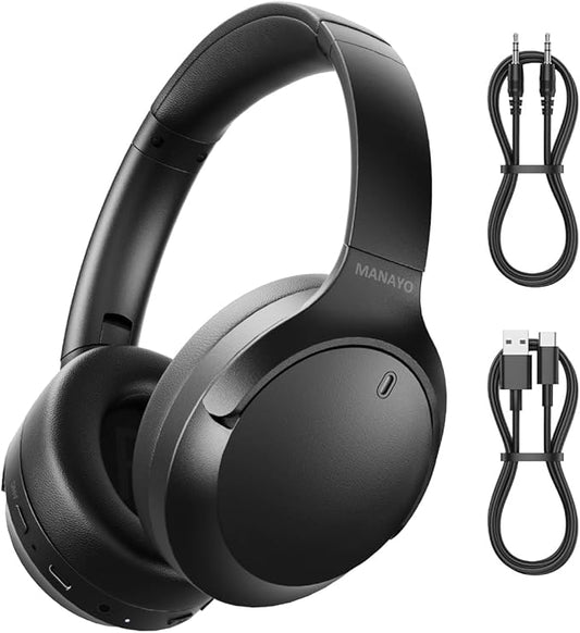 Active Noise Cancelling Bluetooth Over Ear Headphones, Foldable and Rotatable Wireless Wired ANC Headphones with Microphone for Cell Phone,Laptop, 150 Hours Playtime, Bluetooth 5.3v