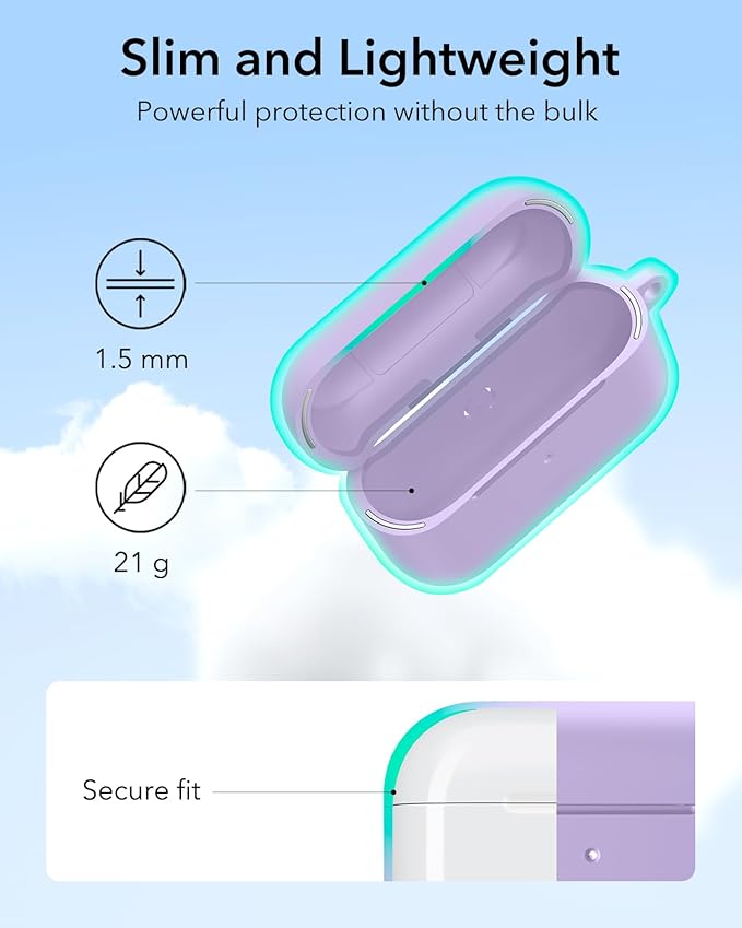 ESR for AirPods Pro 2 Case, Compatible with Airpods Pro 2nd Generation Case (2023/2022/2019), Compatible with MagSafe, Magnetic Lid Lock, Full Drop Protection, Purple