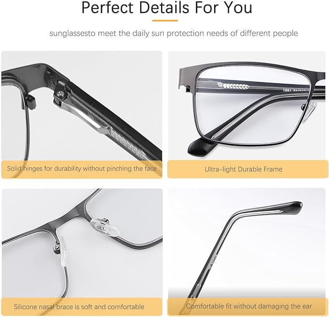 YIMI Photochromic Nearsighted Distance Glasses Spring Hinge UV400 Sunglasses Anti-Blue Light Myopia Glasses for Men Women (Black, -1.75, x)