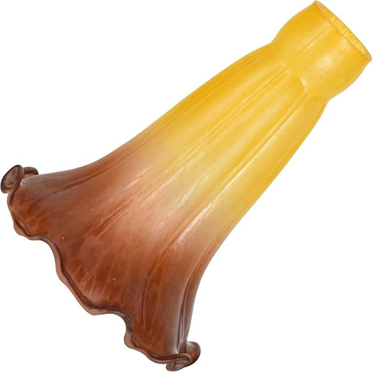Bieye LS18S Lily Flower Blown Glass Lampshade (Yellow Brown, Opening I.D. 0.87" x O.D. 1")