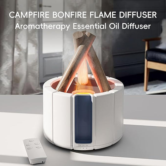 Campfire Flame Fire Diffuser, Bonfire Aromatherapy Essential Oil Diffuser, 250ml Wood Cool Mist Humidifier for Home,Bedroom,Office, Remote Control, Auto Shut-Off, Night Light, Gift (Black)