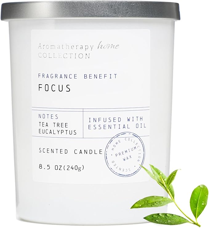 Eucalyptus Candle, Eucalyptus & Tea Tree Scented Candles,Soy Wax White Candles for Home Scented,Candle Gift for Women Men,8.5oz