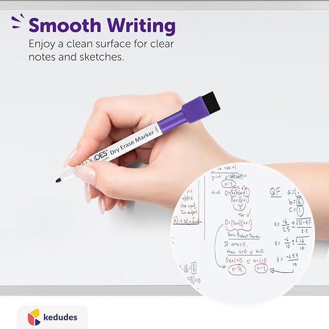 Kedudes Magnetic White Board - 13 x 17 Dry Erase Board with 6 Assorted Color Markers - Reusable and Easy to Erase for Classroom, Home, and Office Organization