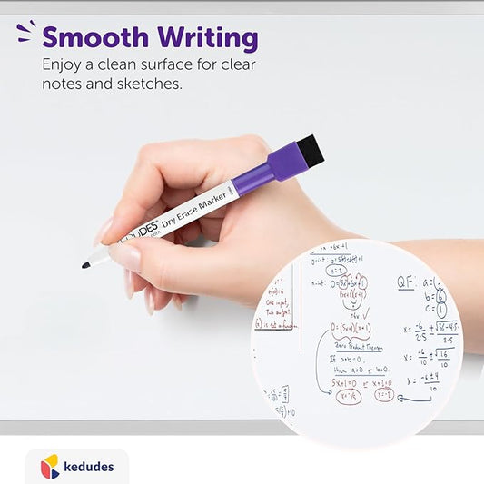 Kedudes Magnetic White Board - 13 x 17 Dry Erase Board with 6 Assorted Color Markers - Reusable and Easy to Erase for Classroom, Home, and Office Organization