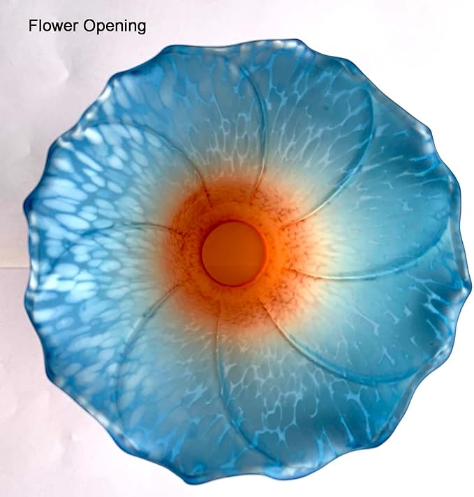 Bieye LS22 Lily Flower Blown Glass Lampshade (Orange Blue, Opening I.D. 1.26" x O.D. 1.5")