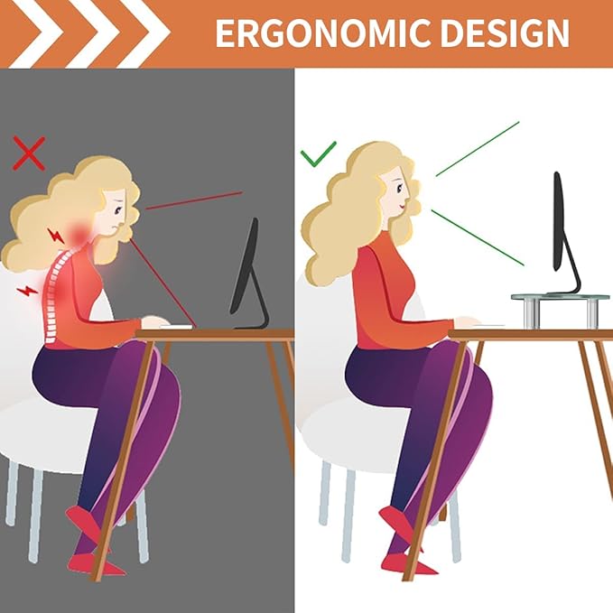 Hemudu Clear Glass Computer Monitor Riser / Triangle Desktop Universal Corner Stand for Computer Monitor & Laptop HD01T-003