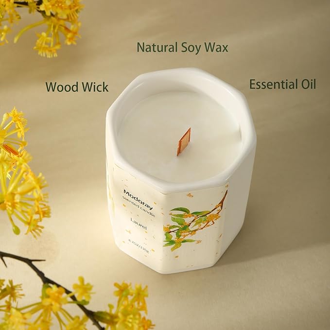 Scented Candles - Long Lasting Natural Soy and Wood Wick Aromatherapy Candles for Home