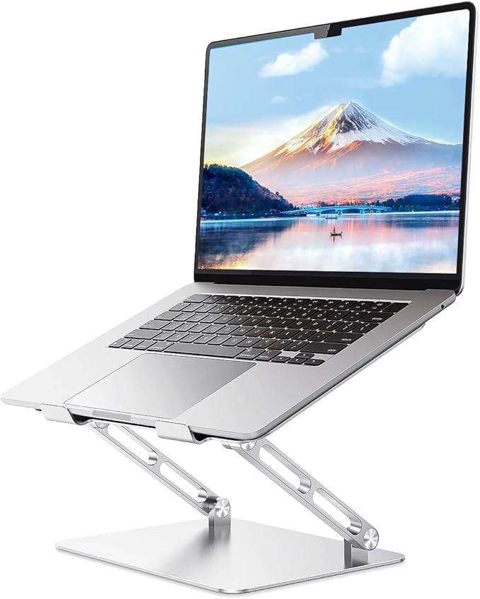 Adjustable Laptop Stand Ergonomic Computer Riser Aluminum Laptop Stand for Desk Portable Notebook Stand Laptop Riser Holder Compatible with 10-17.3’’ Laptops Tablets,Silver