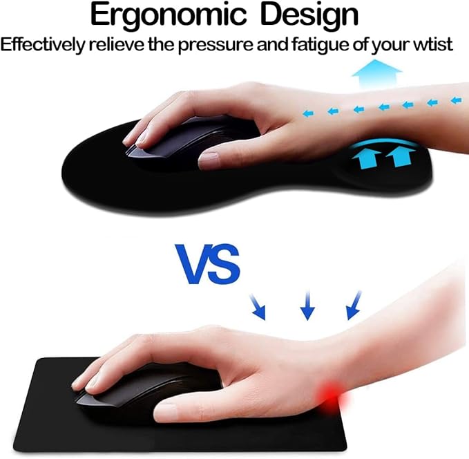 DOOKE Ergonomic Mouse Pad with Wrist Support and,Mouse Pads with Non-Slip PU Base for Home Office Working Studying Easy Typing & Pain Relief Black