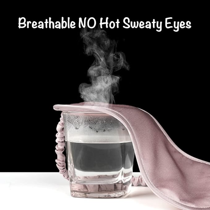 LULUSILK Mulberry Silk Sleep Eye Mask & Blindfold with Elastic Strap/Headband, Soft Eye Cover Eyeshade for Night Sleeping, Travel, Nap(Pink)