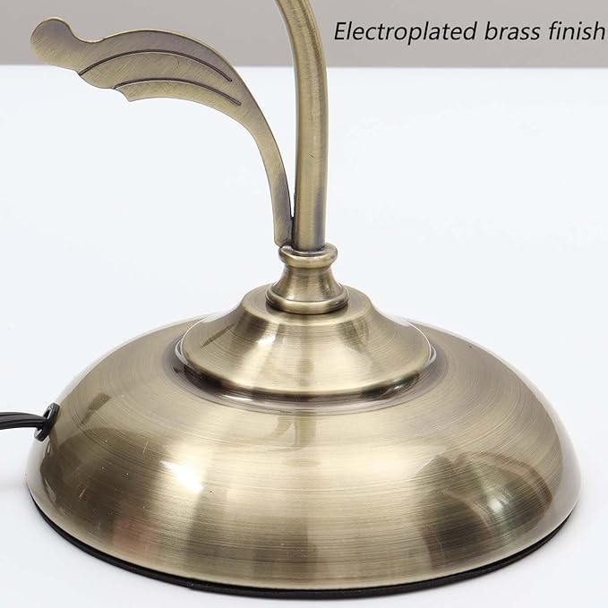 Bieye L11022 Tiffany Style Stained Glass Flower Petal Table Lamp with Brass Base for Home Décor (Sky Blue, 8" Rose Lily)