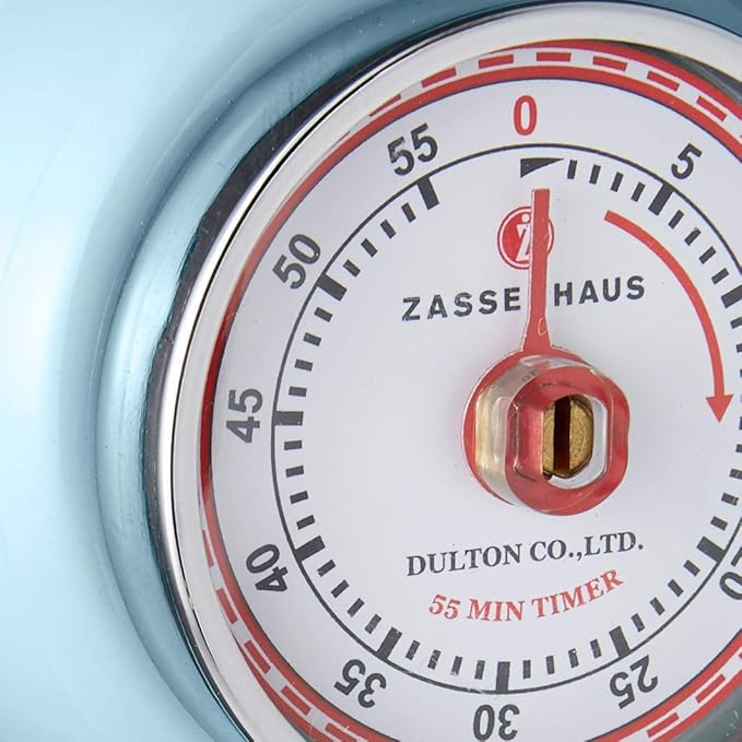 Zassenhaus Magnetic Retro Kitchen Timer, Classic Mechanical Cooking Timer (Light Blue)